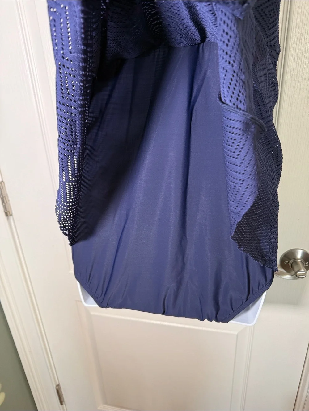 Navy Twist Front Swim Dress One Piece Lace Skirted Swimsuit Size 10